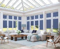 image of customised blinds in conservatory