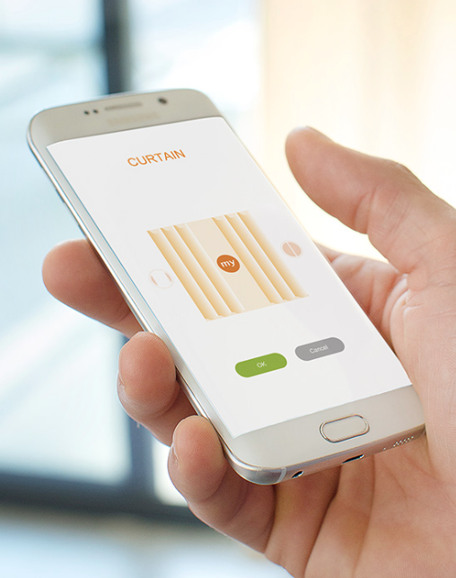 Showing ease of using the app to control your electric blinds